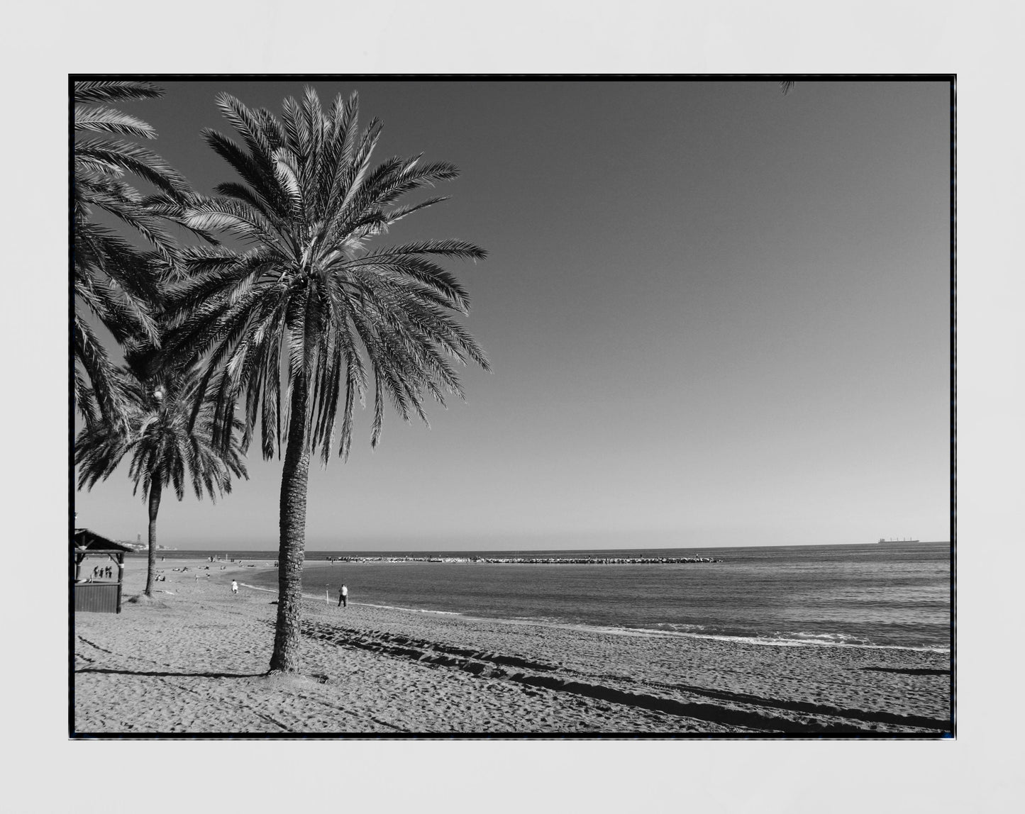 Malaga Spain Beach Black And White Photography Poster