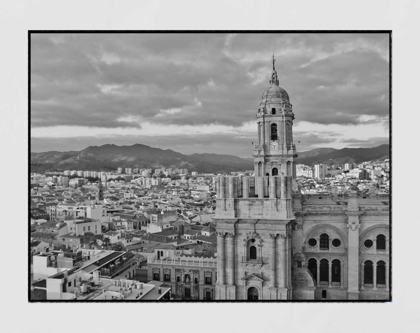 Malaga Cathedral Spain Black And White Photography Print