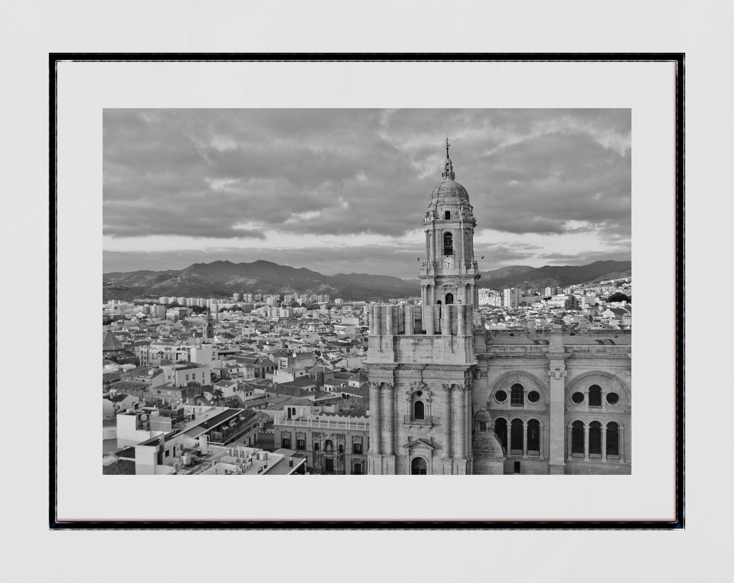 Malaga Cathedral Spain Black And White Photography Print