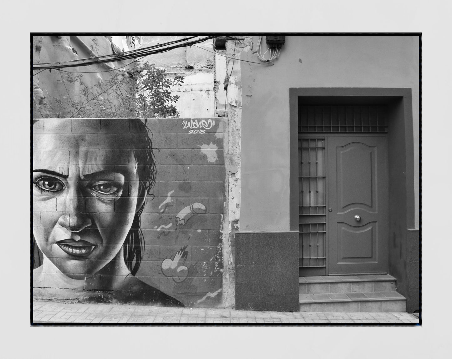 Malaga Street Art Black And White Photography Print