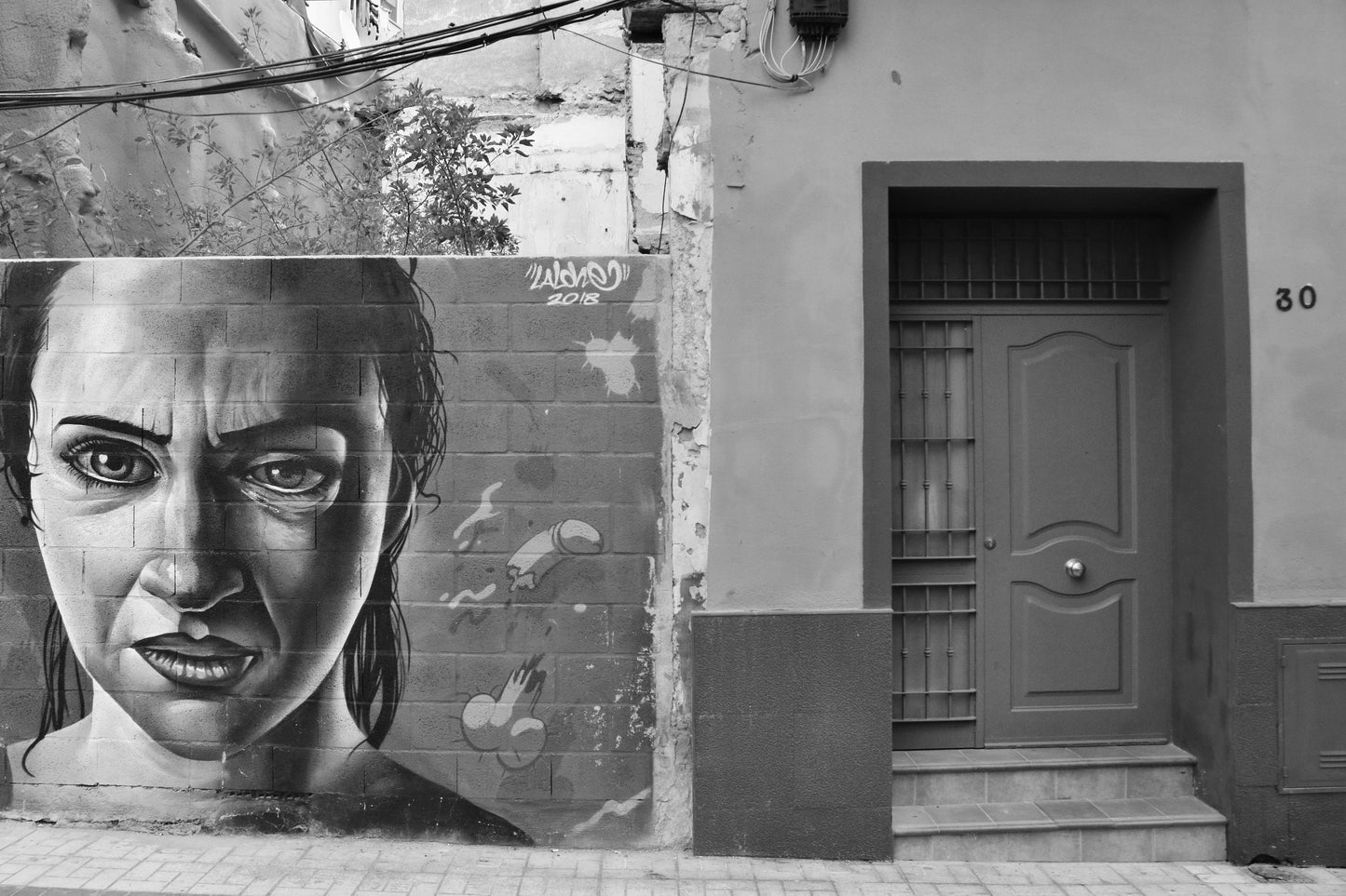 Malaga Street Art Black And White Photography Print