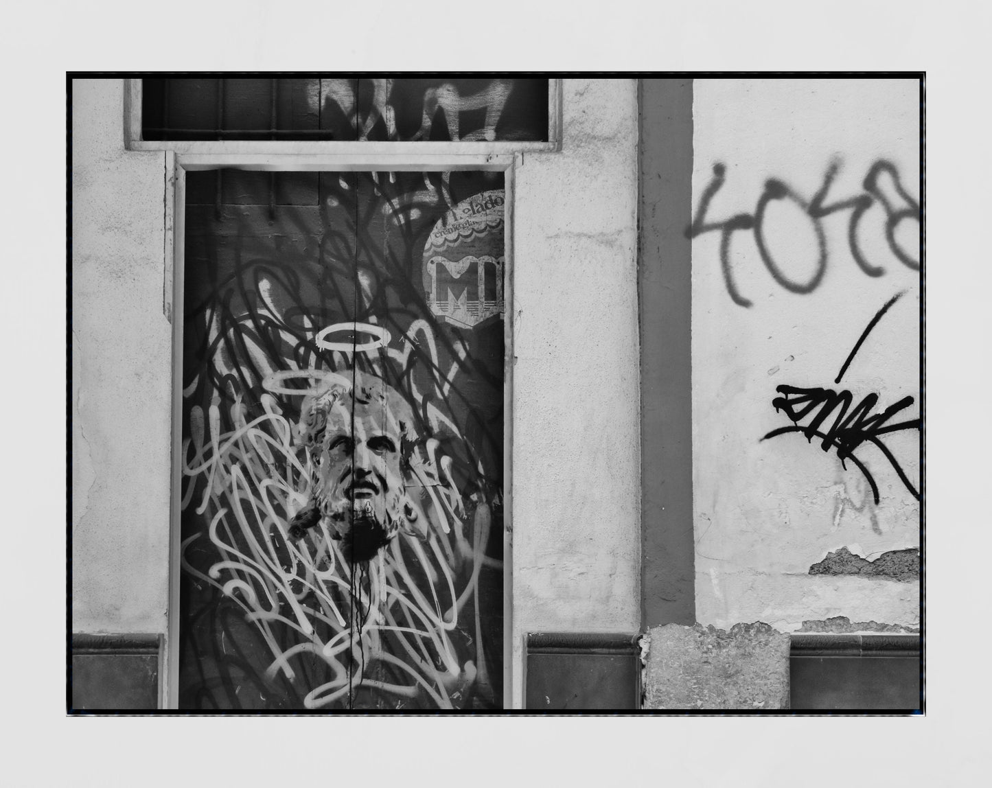 Street Graffiti Art Malaga Spain Black And White Photography Print