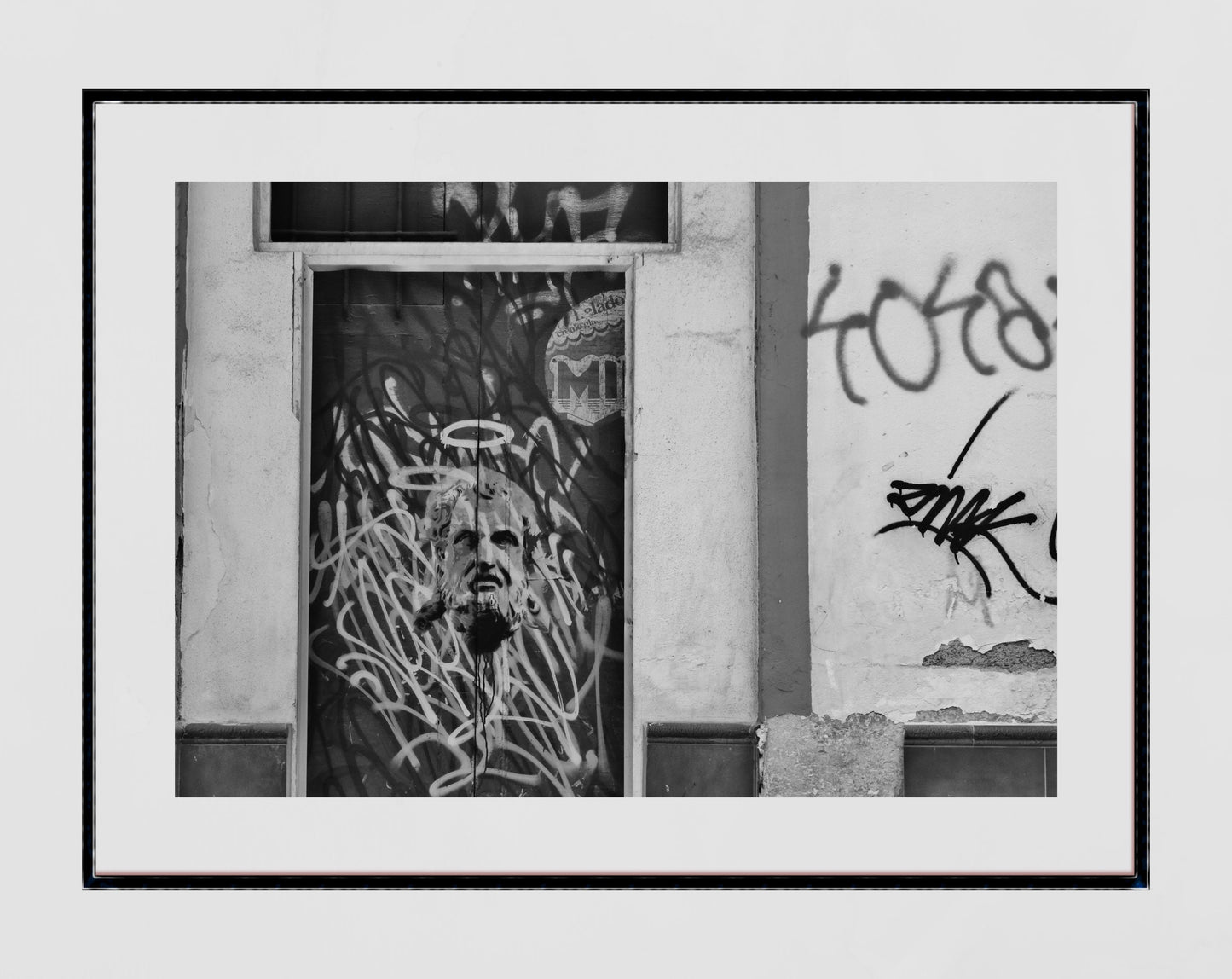 Street Graffiti Art Malaga Spain Black And White Photography Print