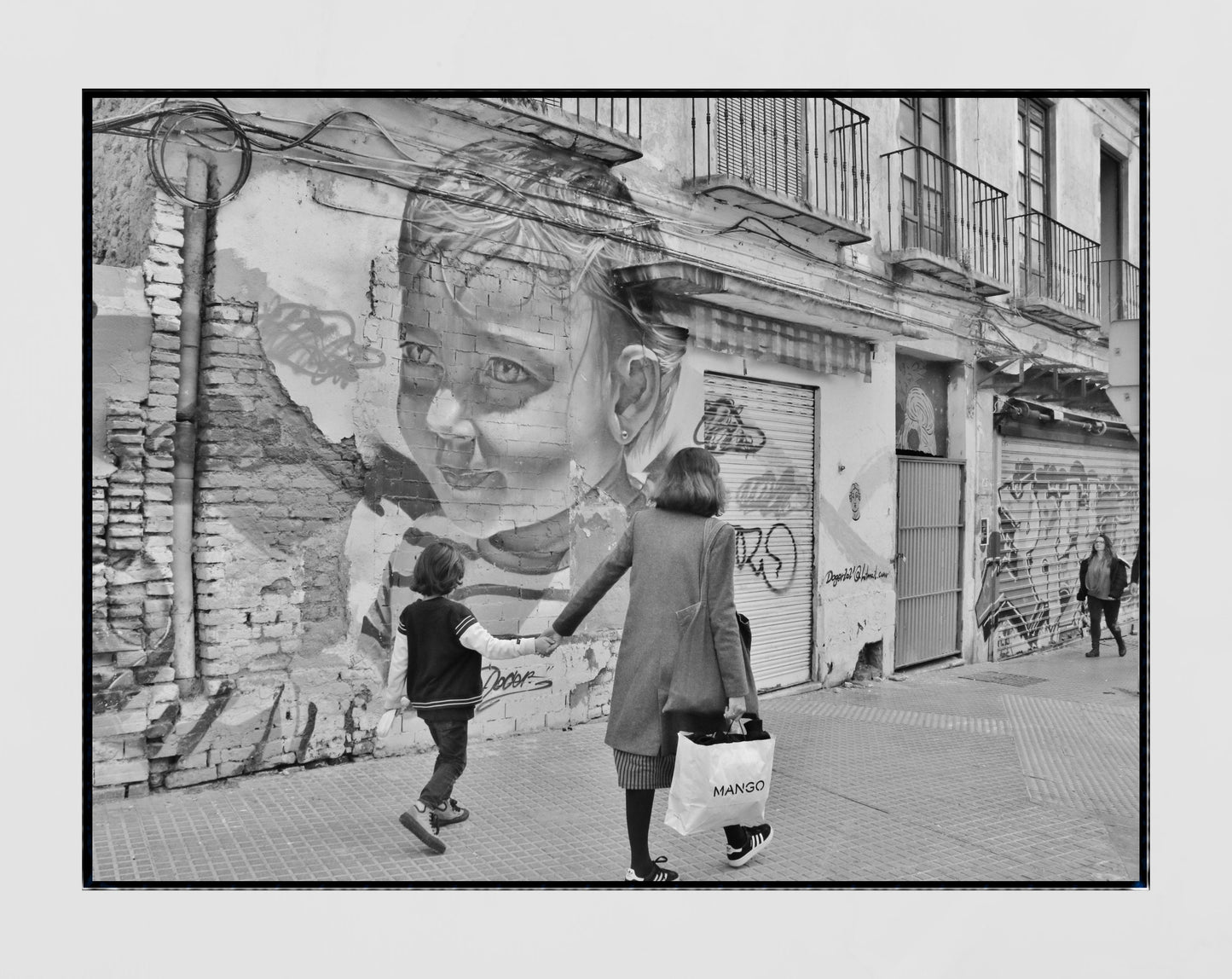 Malaga Street Black And White Photography Print