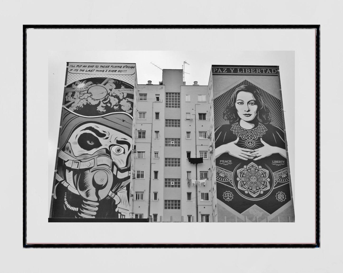 Soho Malaga Poster Black And White Street Art Print