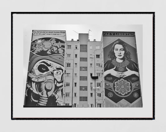 Soho Malaga Poster Black And White Street Art Print