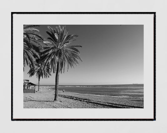 Malaga Spain Beach Black And White Photography Poster