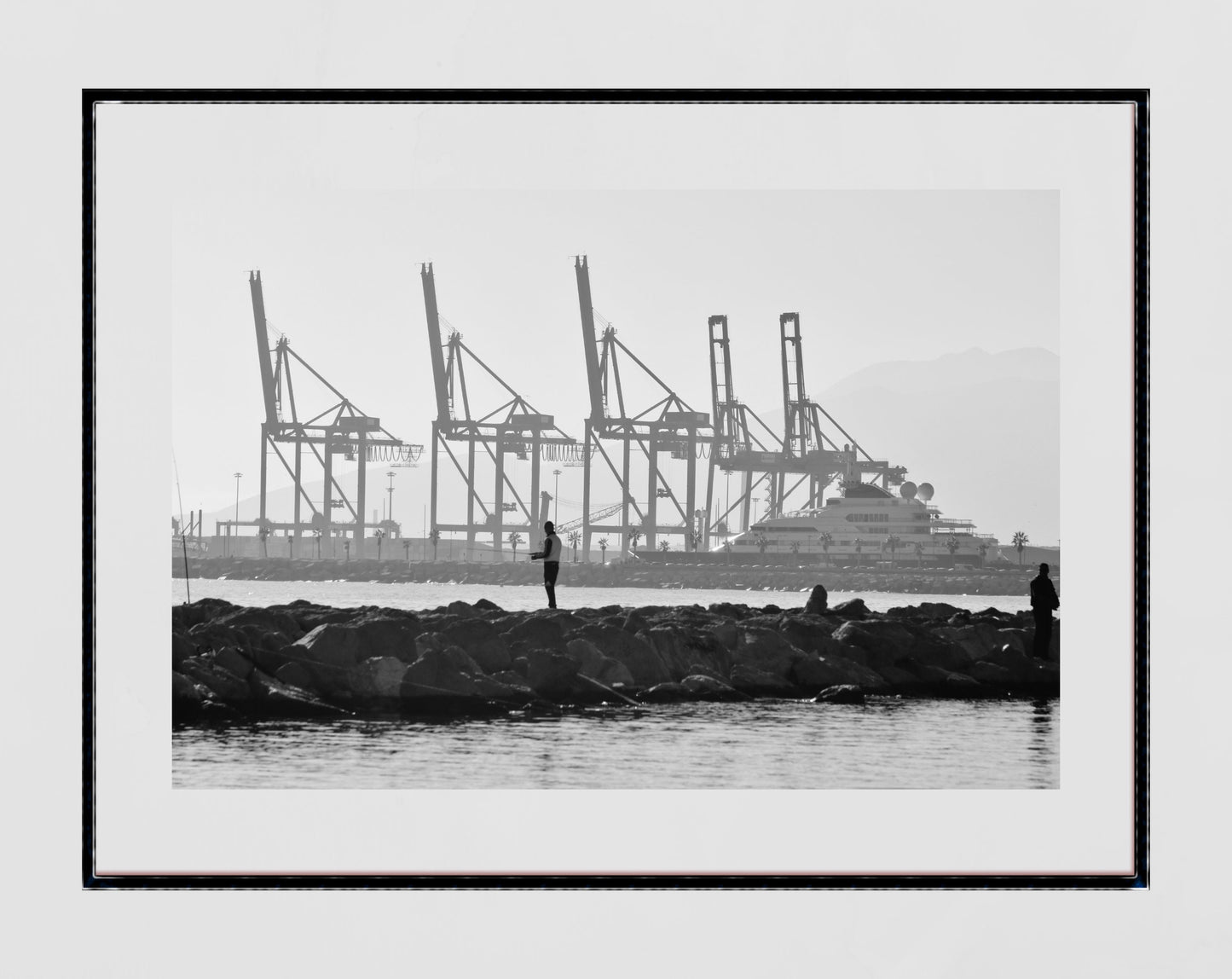 Malaga Spain Print Fishing Black And White Photography Print