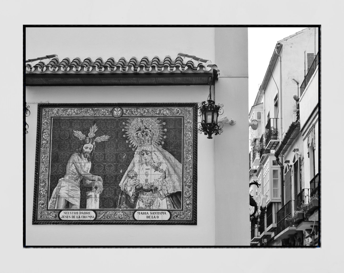 Malaga Spanish Wall Art Religious Icon Black And White Print