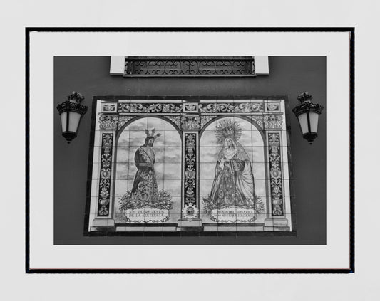 Malaga Spain Wall Art Religious Icon Black And White Print