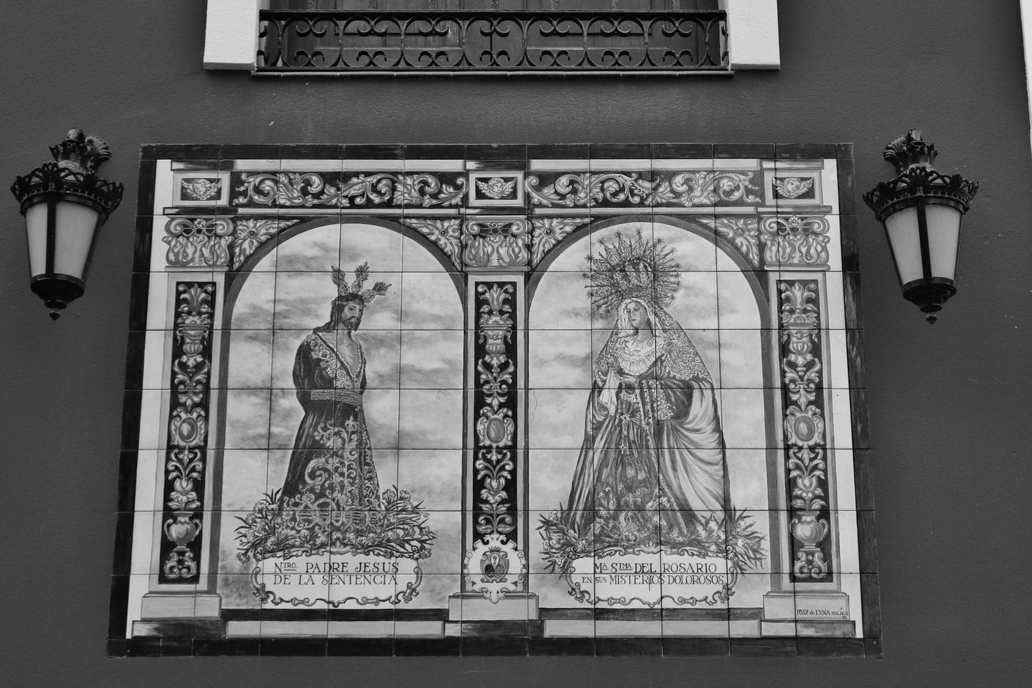 Malaga Spain Wall Art Religious Icon Black And White Print