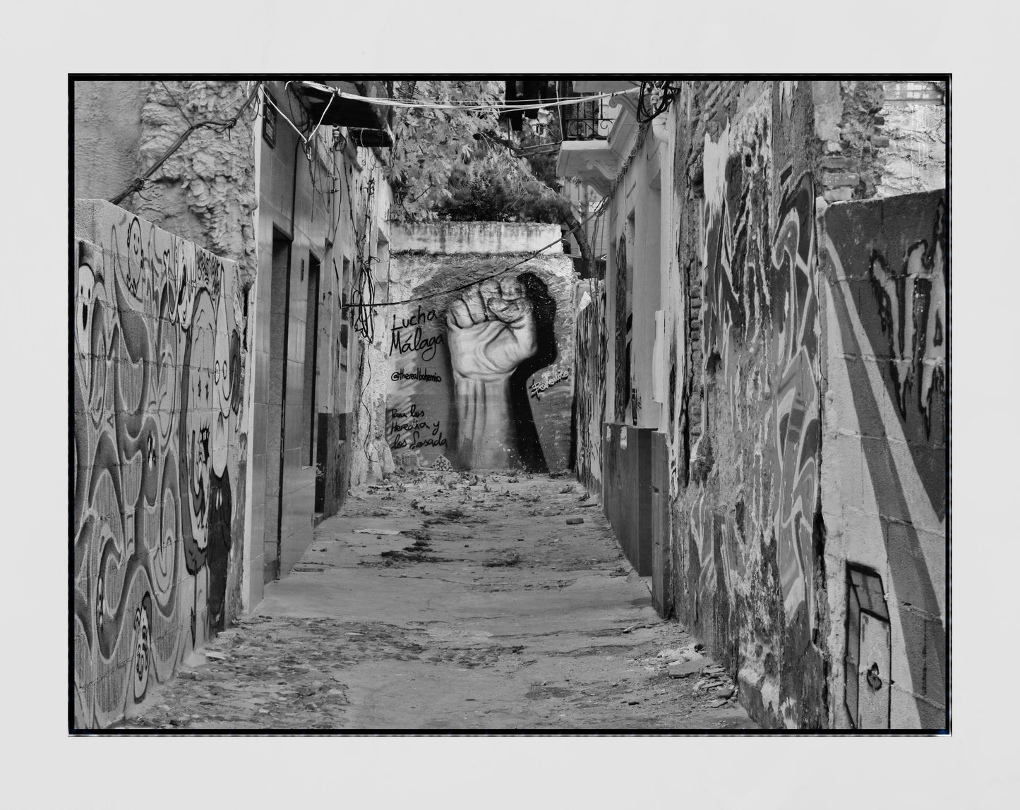 Malaga Street Art Urban Black And White Photography Print