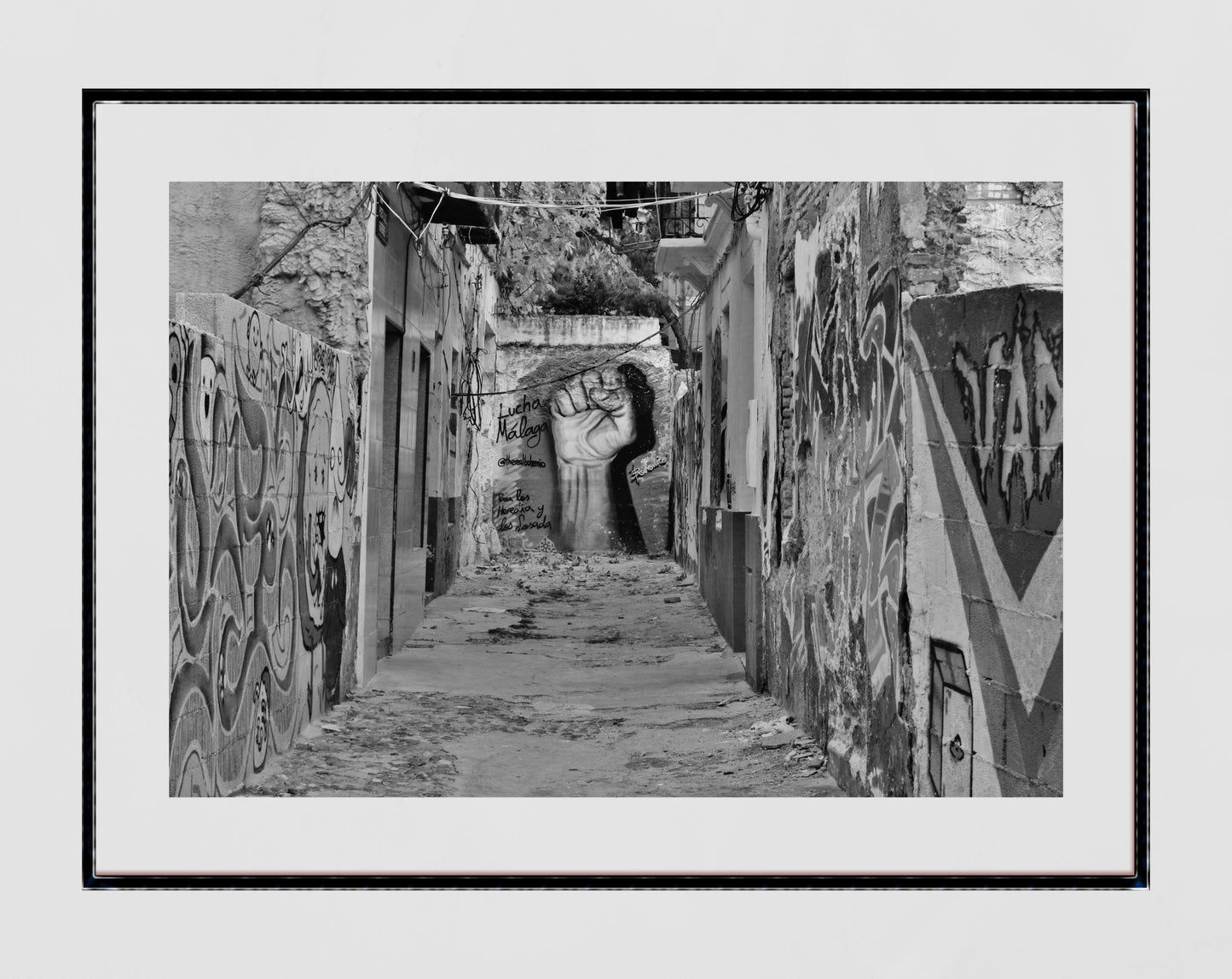 Malaga Street Art Urban Black And White Photography Print