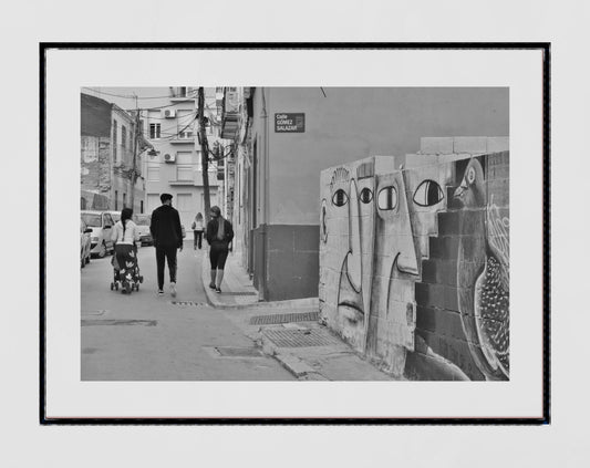 Malaga Picasso Street Art Black And White Photography Print