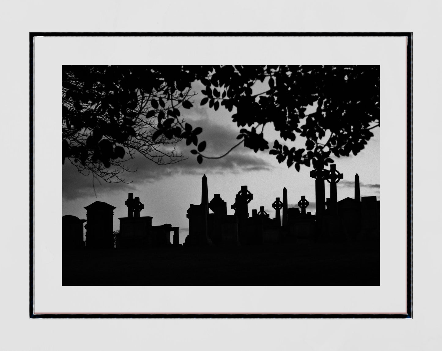 Glasgow Necropolis Graveyard Black And White Photography Poster