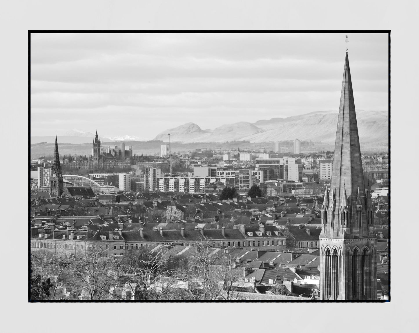 Glasgow Queen's Park Black And White Photography Print