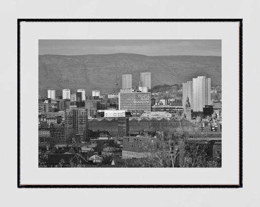 People Make Glasgow Skyline Black And White Photography Print