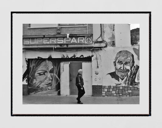 Street Art Photography Malaga Spain Black And White Print