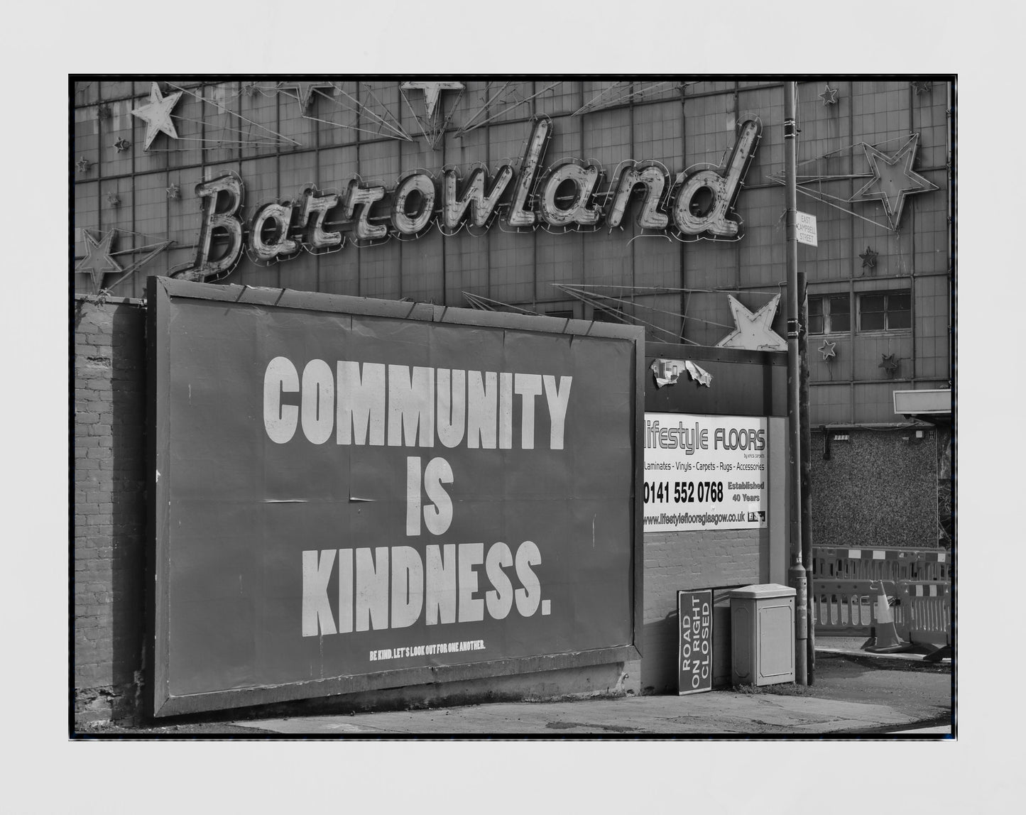 Glasgow Barrowlands COVID Coronavirus Black And White Photography Print