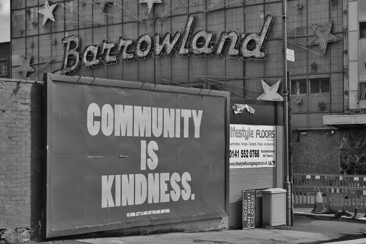 Glasgow Barrowlands COVID Coronavirus Black And White Photography Print