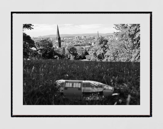 Glasgow Queen's Park Irn Bru Black And White Photography Poster