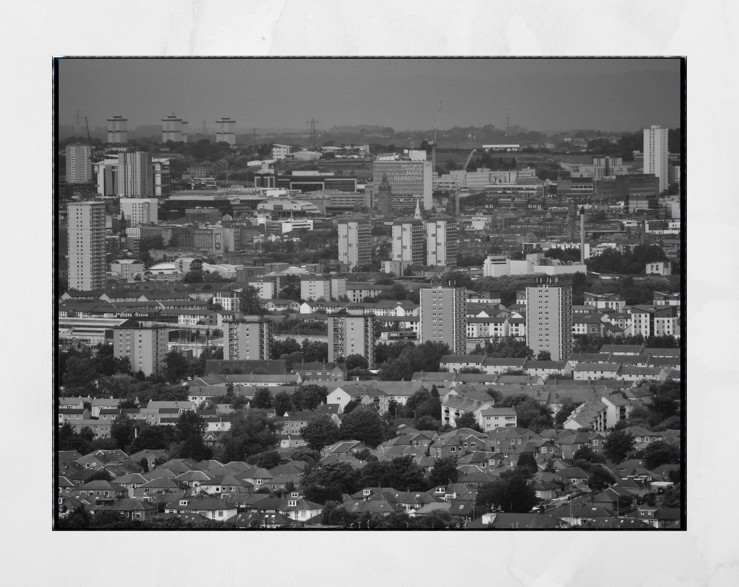 Glasgow Skyline Black And White Photography Poster