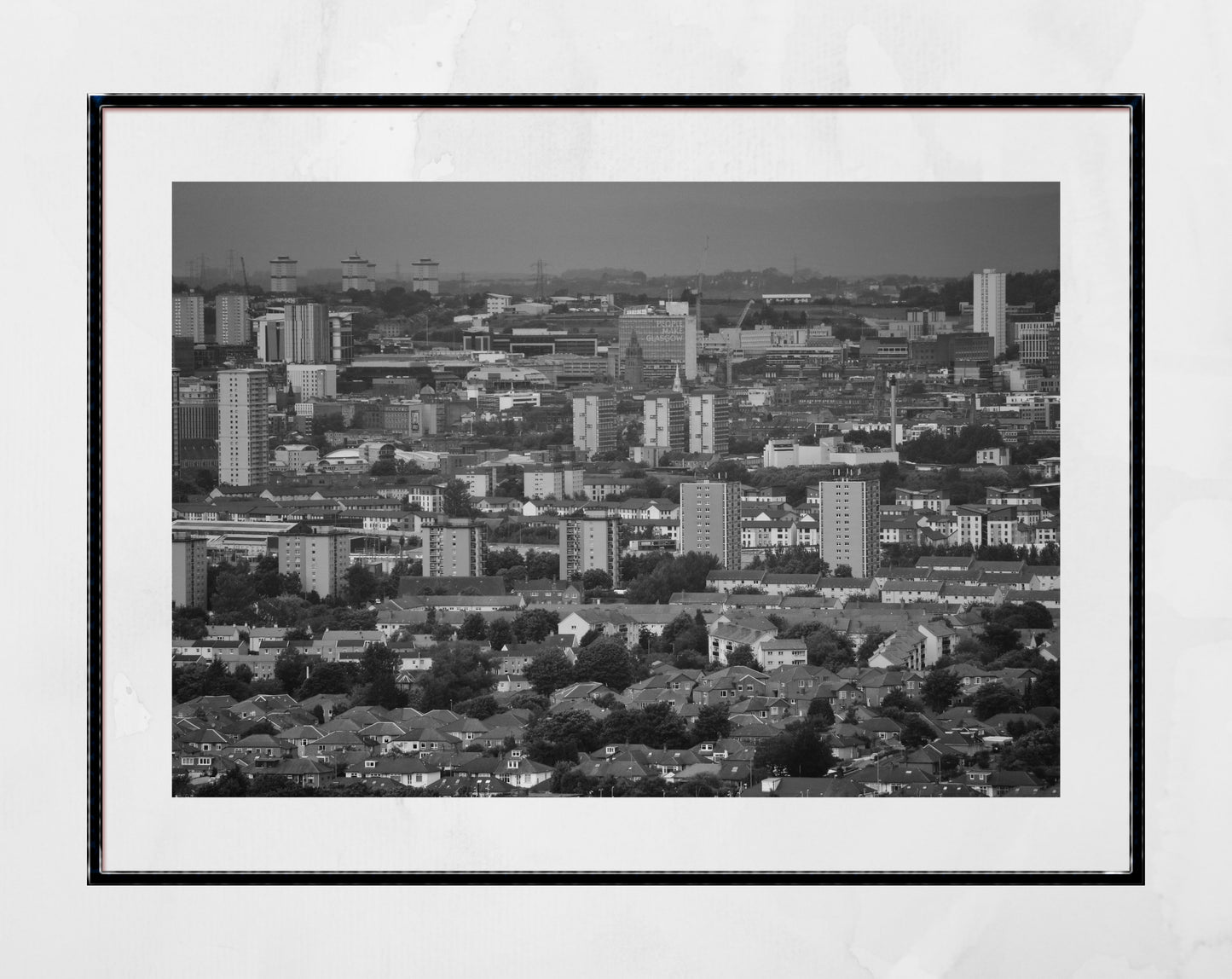 Glasgow Skyline Black And White Photography Poster