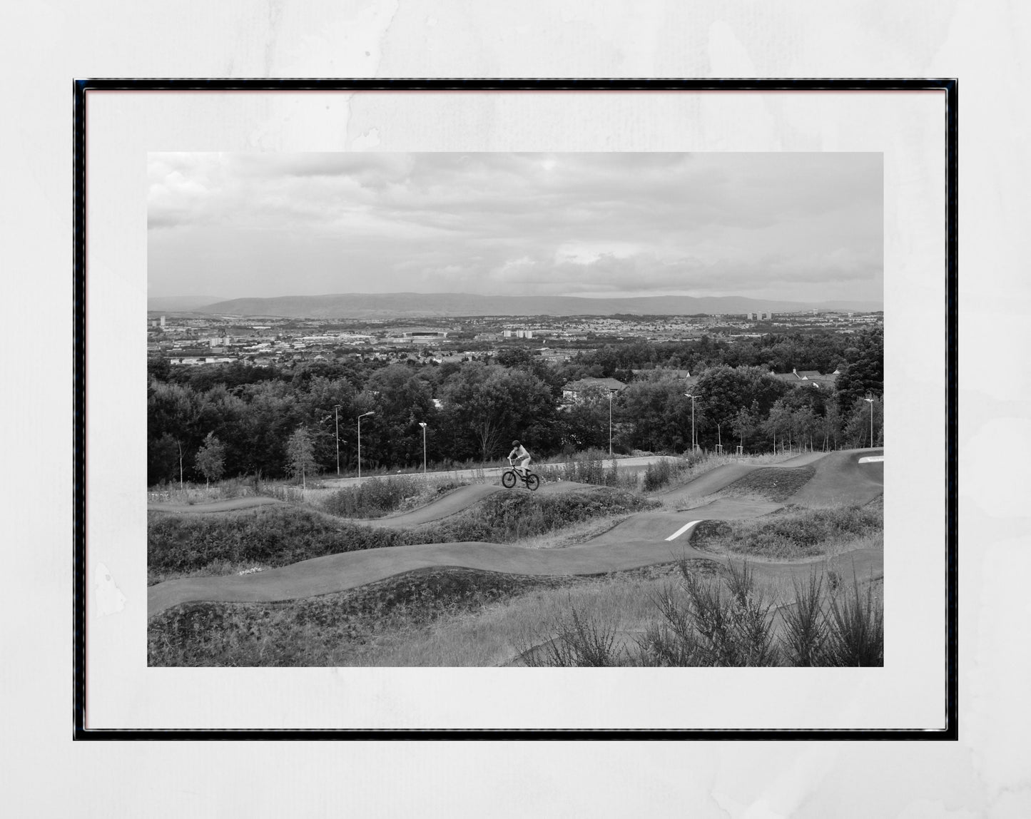 Glasgow Cathkin Braes Cyclist Black And White Photography Print