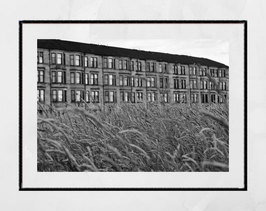 Glasgow Tenements Ibrox Black And White Photography Print