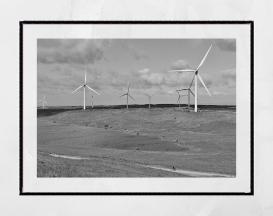 Whitelees Wind Farm Black And White Photography Print