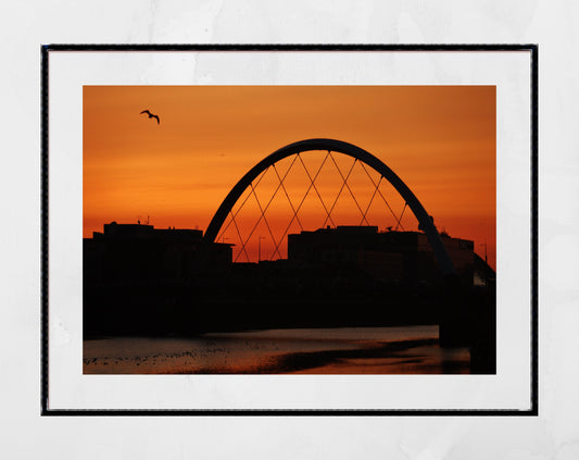 Glasgow Photography Print River Clyde Squinty Bridge Sunset Wall Art