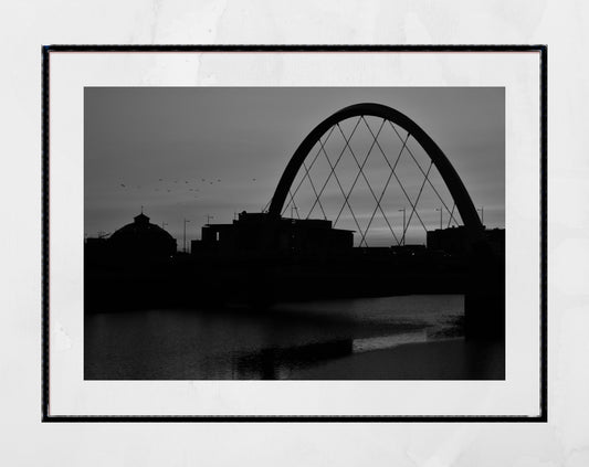 Glasgow Photography River Clyde Squinty Bridge Black And White Print