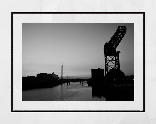 Glasgow Photography Print River Clyde Finnieston Crane Black And White Wall Art