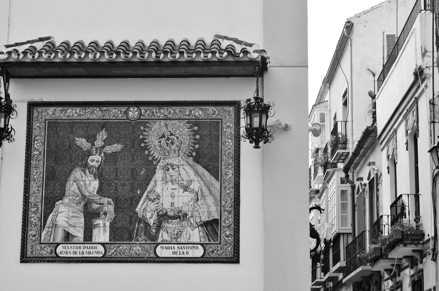 Malaga Spanish Wall Art Religious Icon Black And White Print