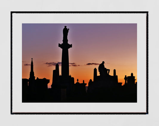 Glasgow Necropolis Graveyard Sunset Photography Print