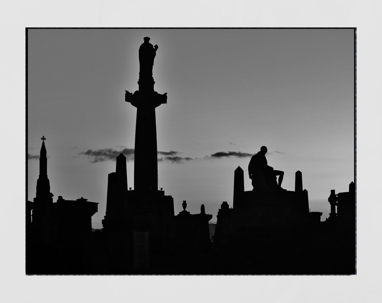 Glasgow Necropolis Graveyard Gothic Black And White Photography Print