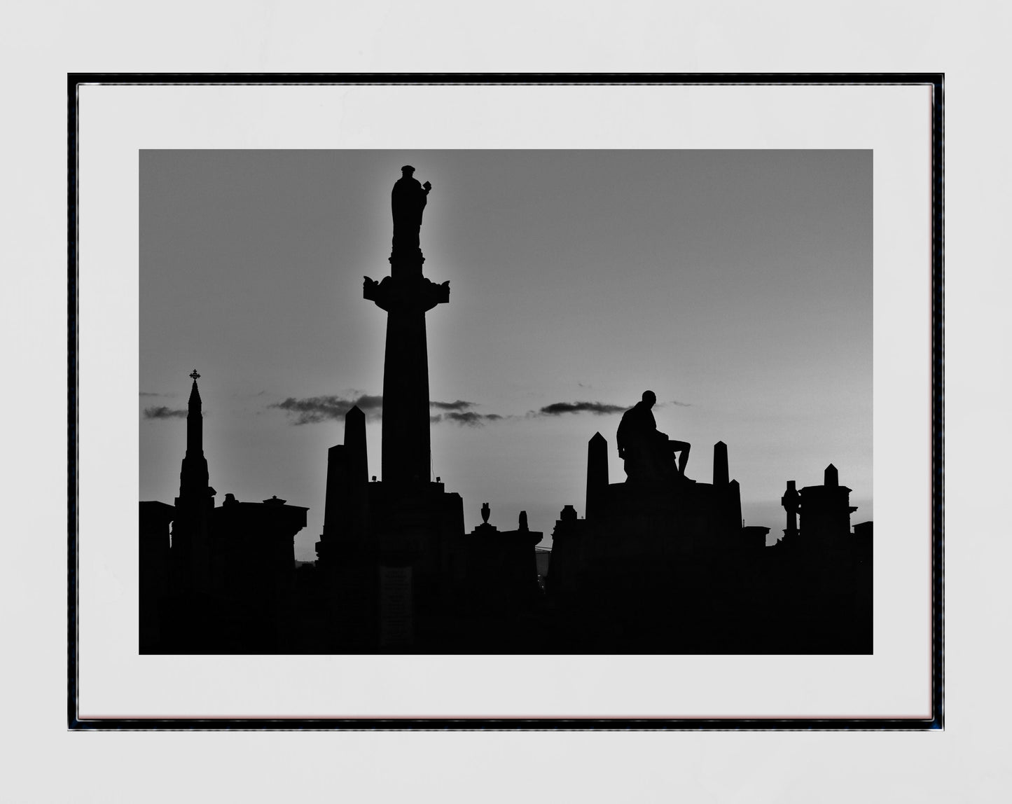 Glasgow Necropolis Graveyard Gothic Black And White Photography Print