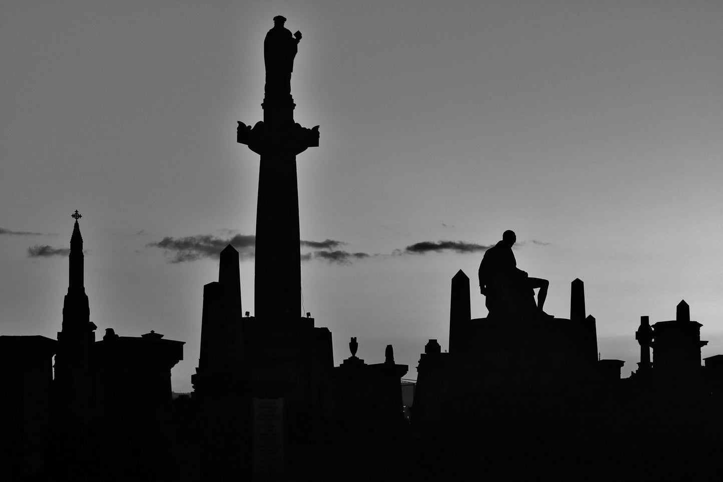 Glasgow Necropolis Graveyard Gothic Black And White Photography Print