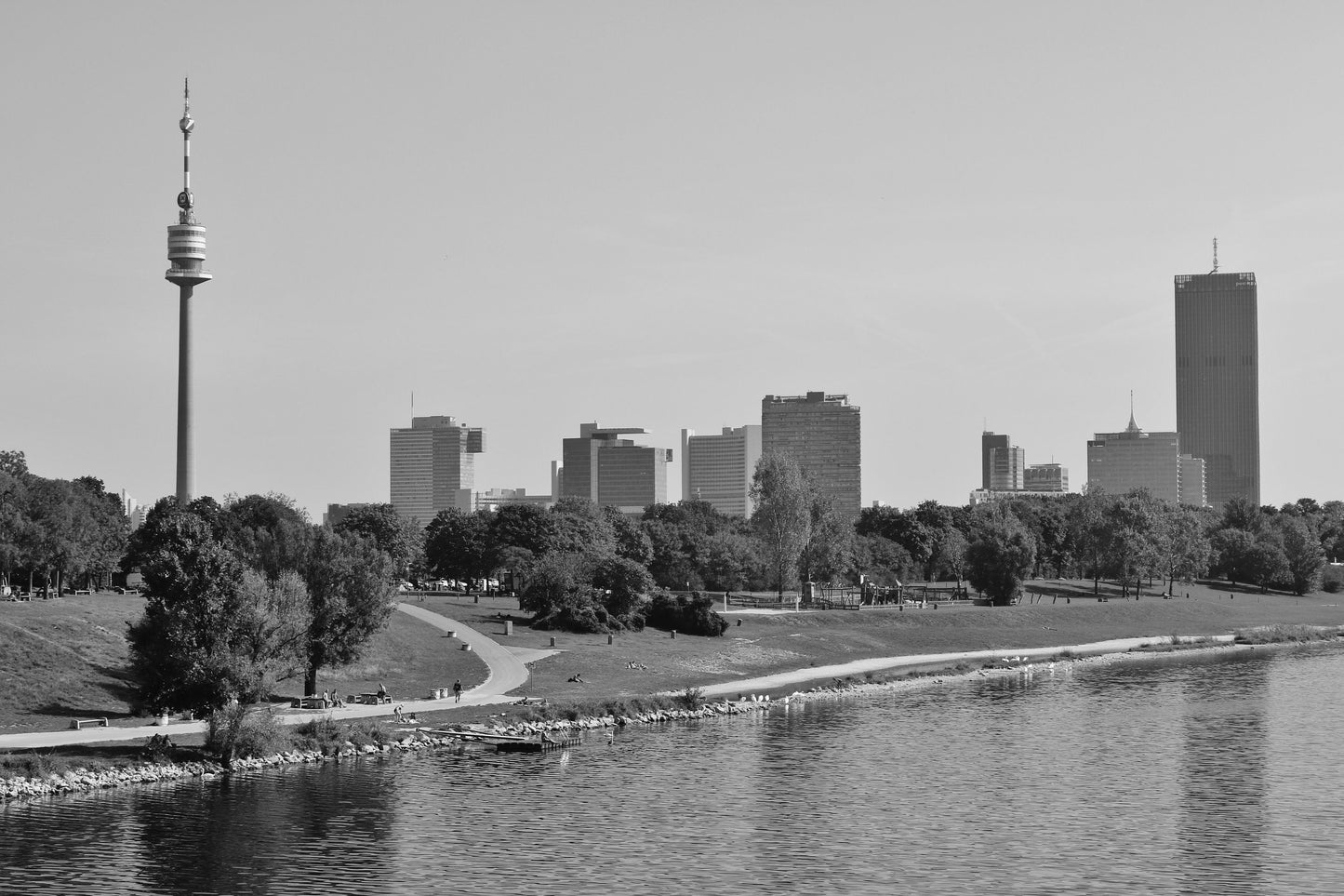 Vienna River Danube Black And White Photography Print