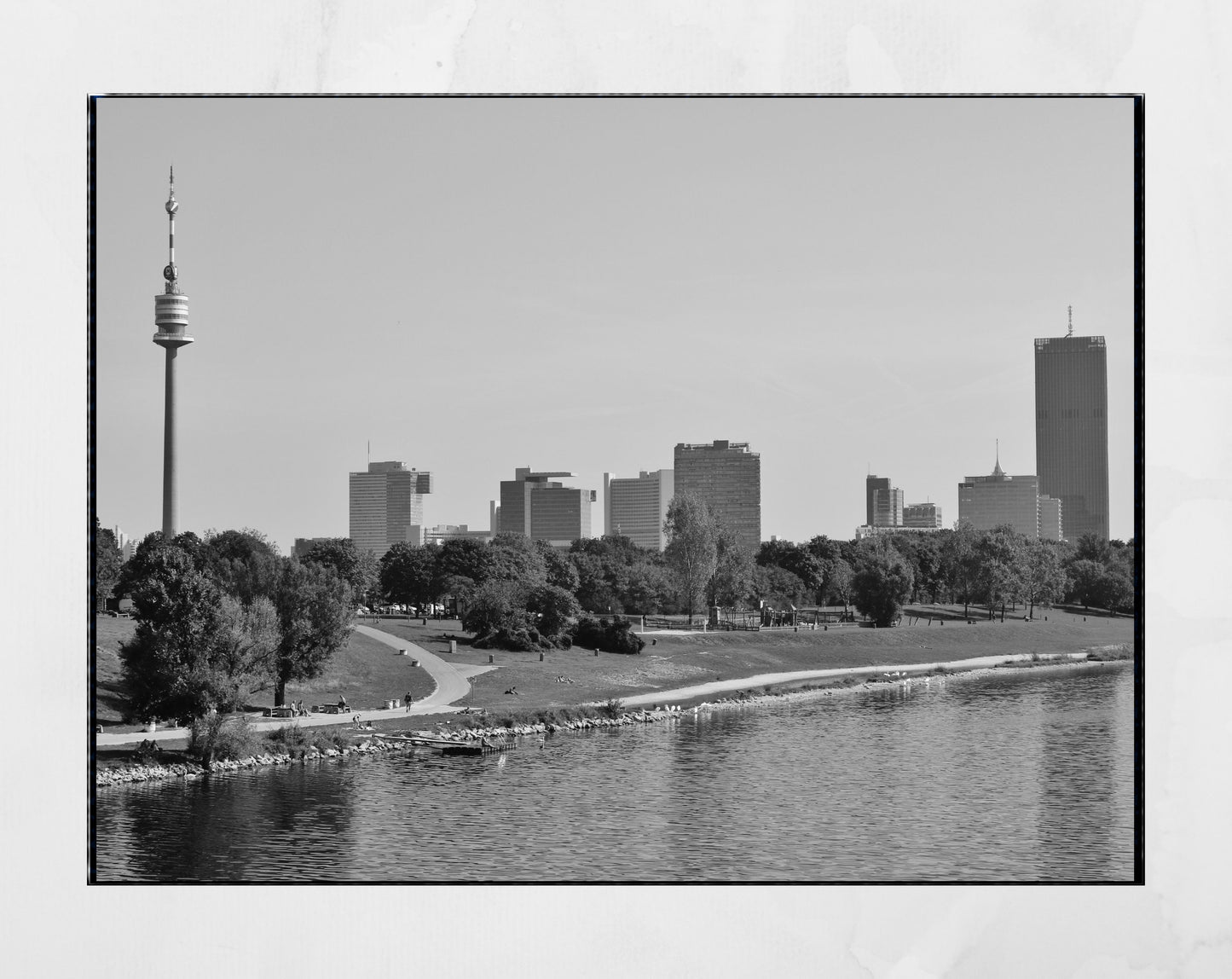 Vienna River Danube Black And White Photography Print