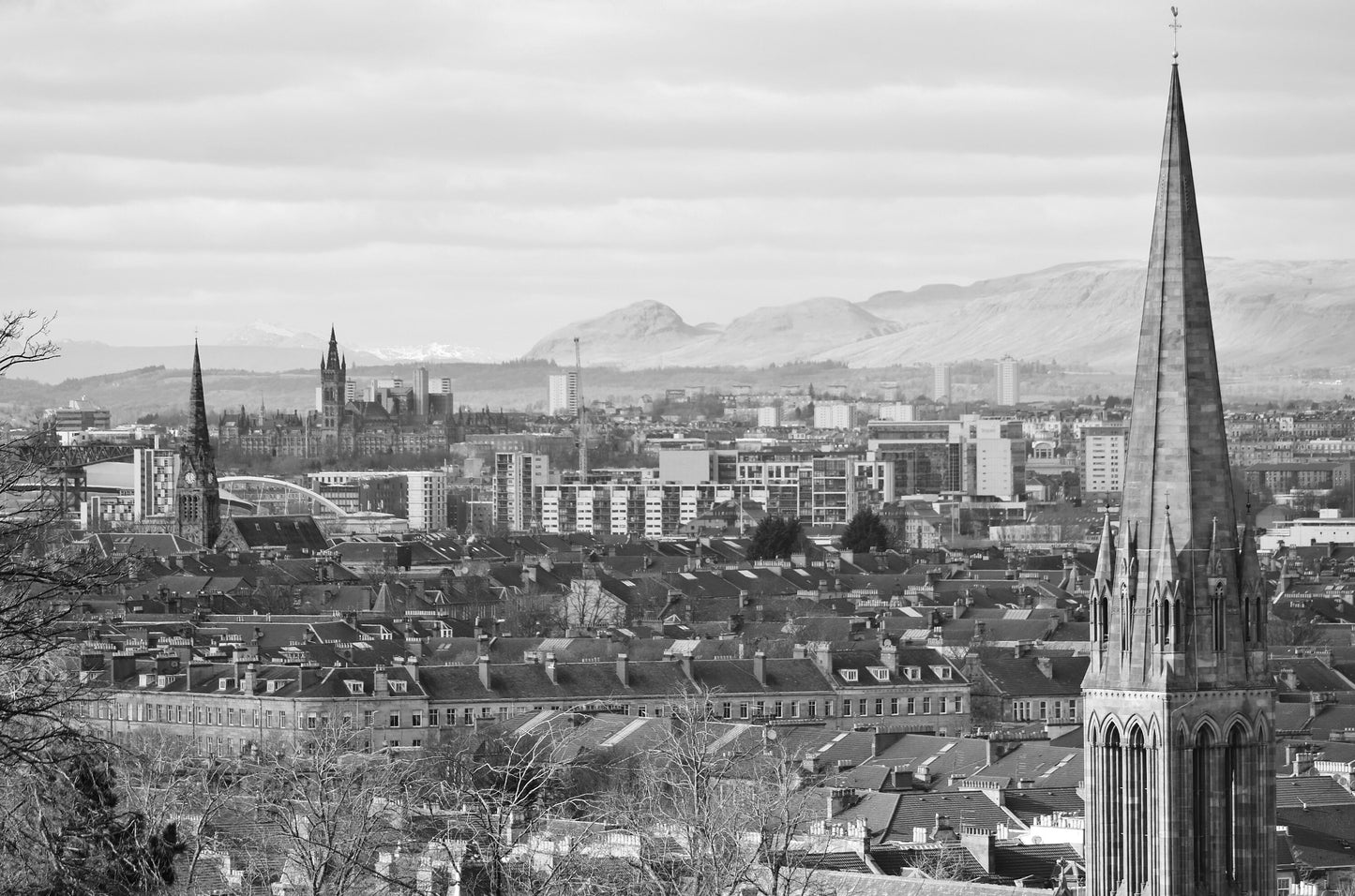 Glasgow Queen's Park Black And White Photography Print