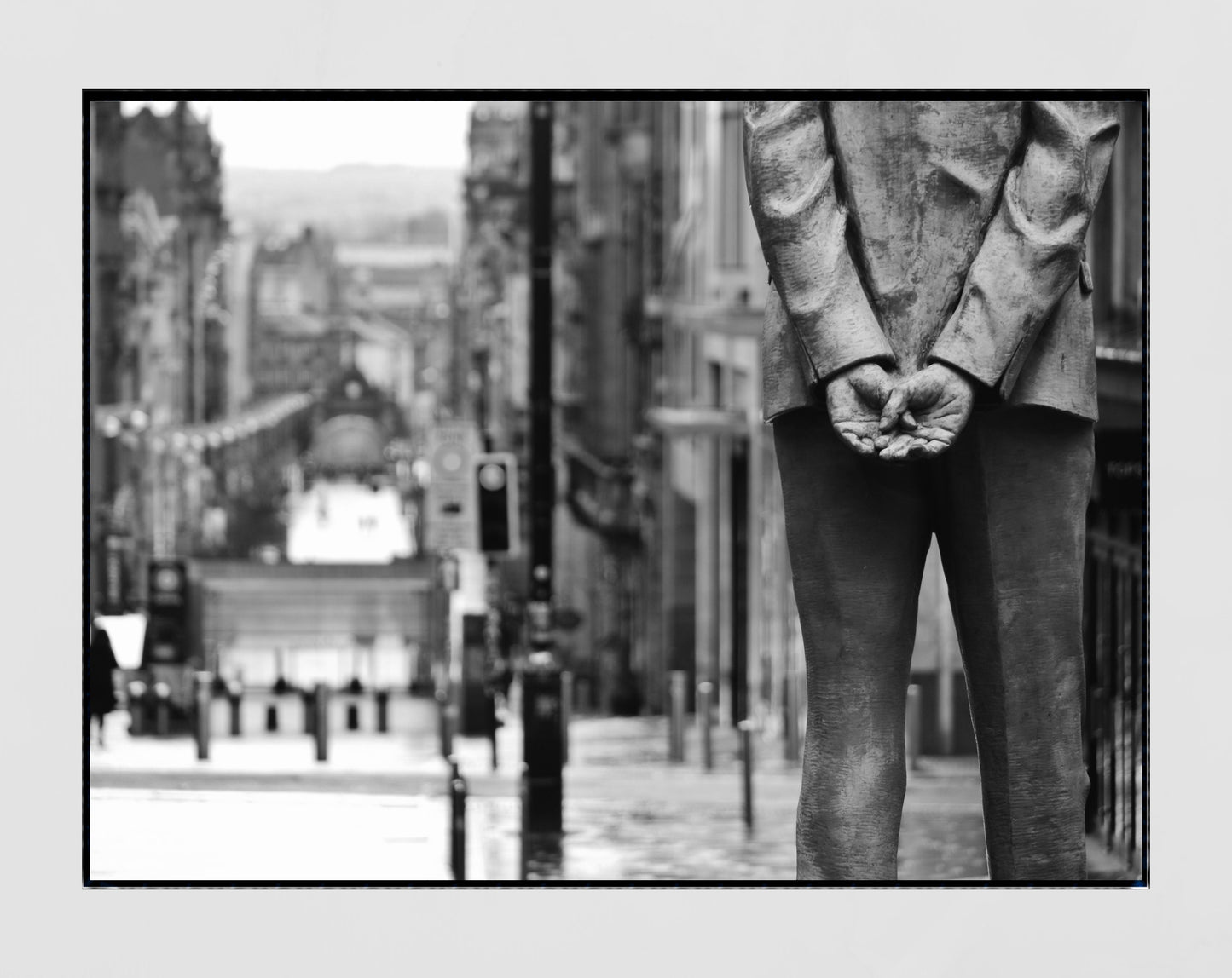 Glasgow Buchanan Street Donald Dewar Statue Black And White Photography Print