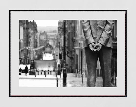 Glasgow Buchanan Street Donald Dewar Statue Black And White Photography Print