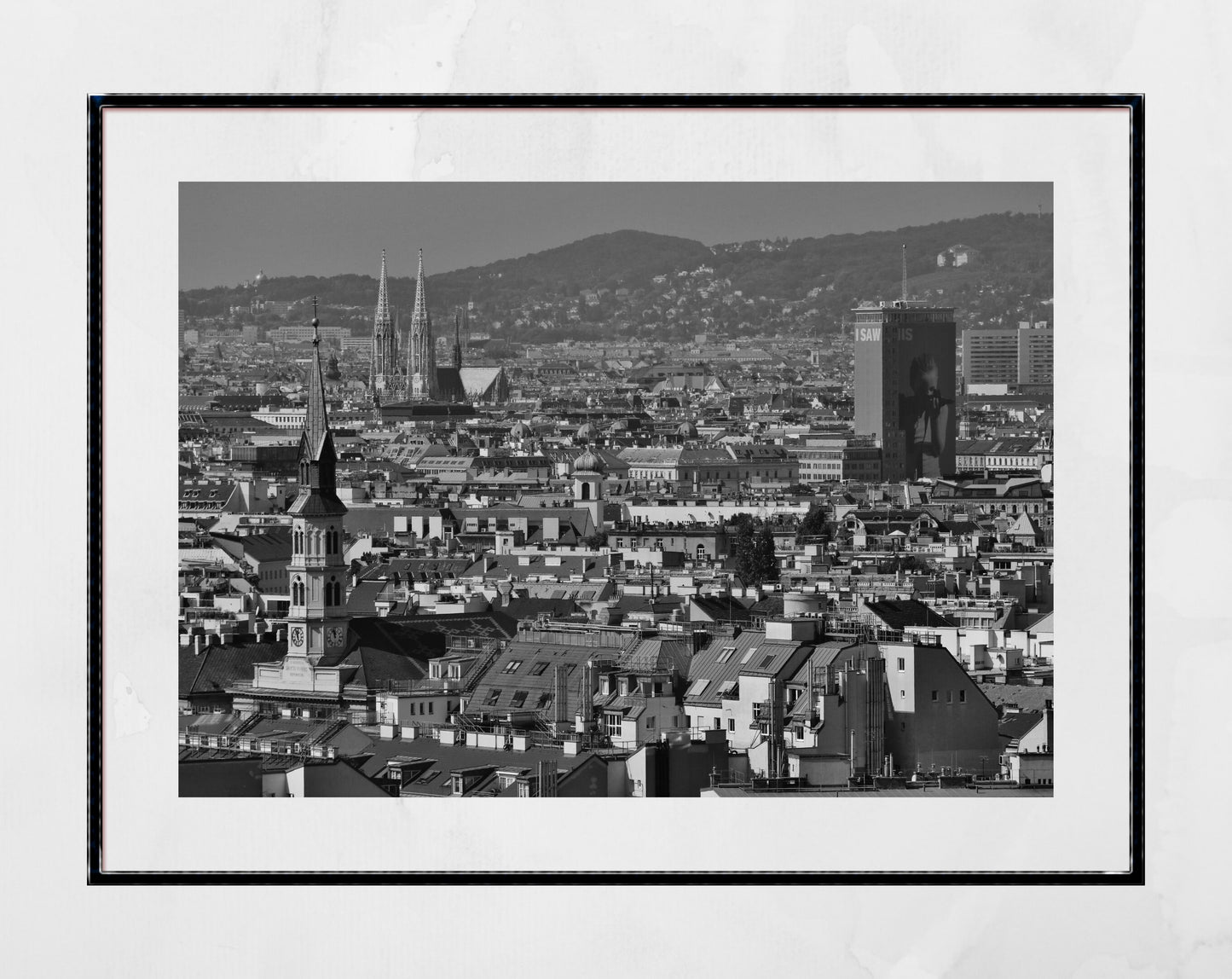Vienna Skyline Black And White Photography Wall Art