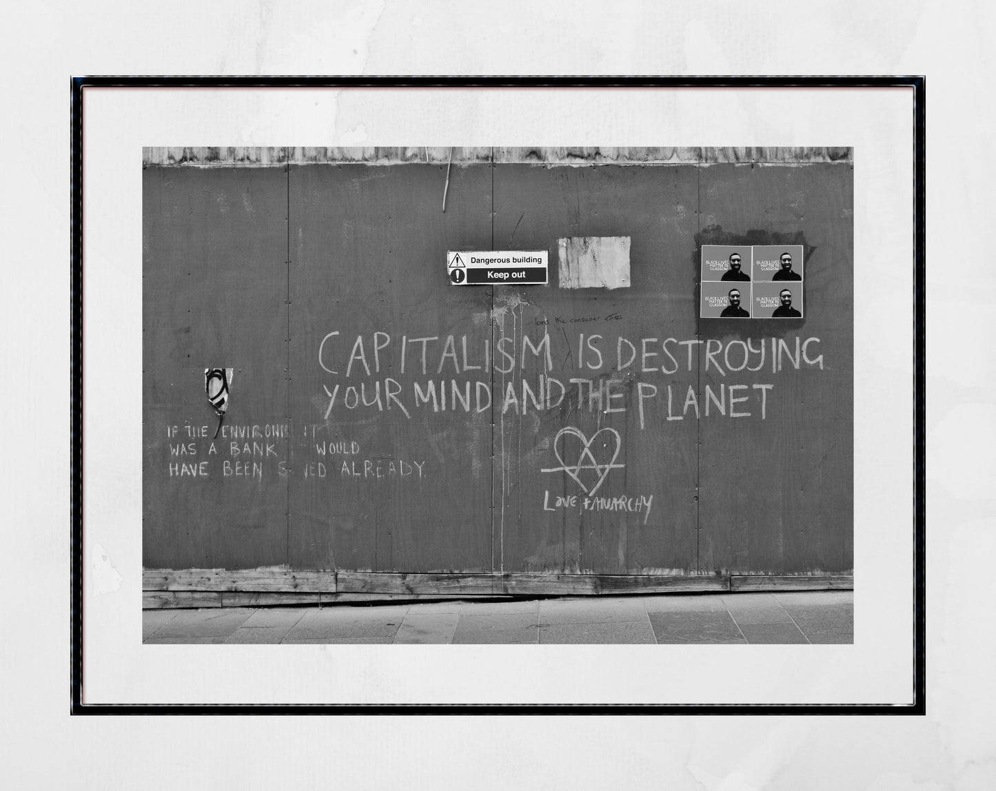 Anti Capitalist Anarchist Climate Change Art Black And White Poster