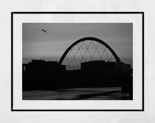 Glasgow Photography Print River Clyde Squinty Bridge Black And White Wall Art