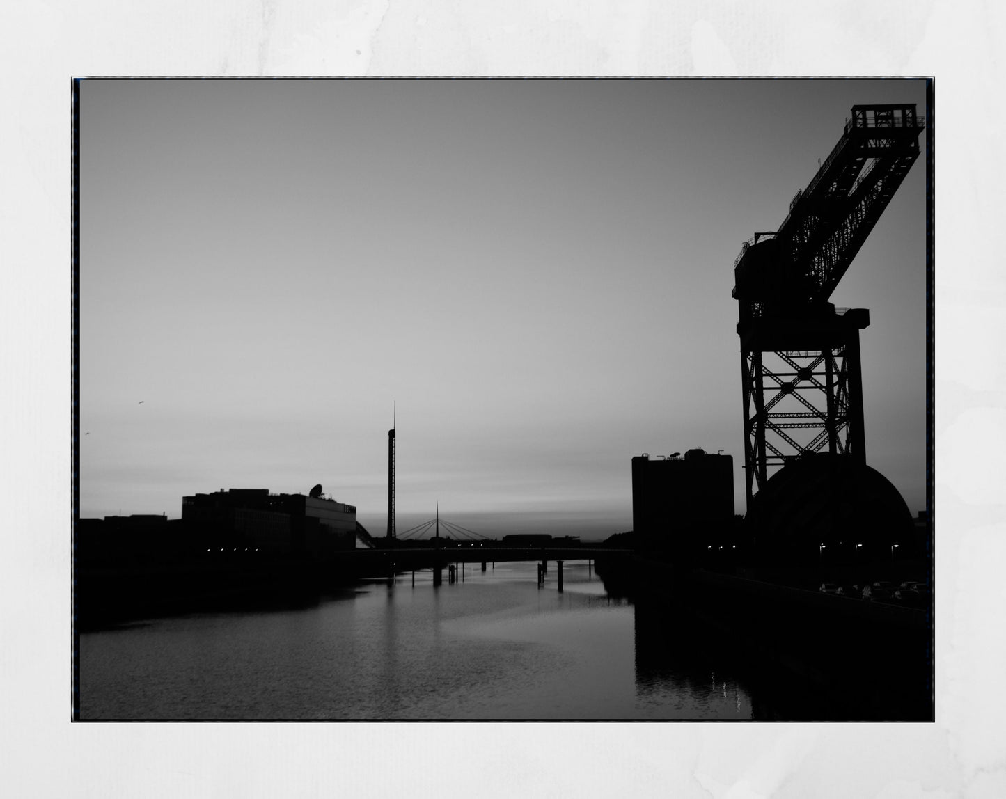 Glasgow Photography Print River Clyde Finnieston Crane Black And White Wall Art
