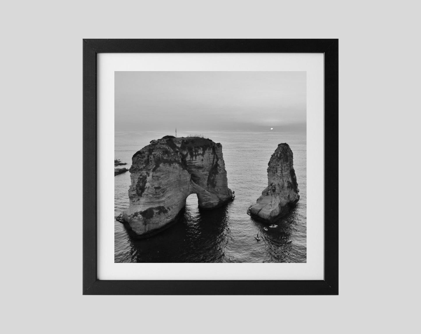 Beirut Lebanon Pigeon Rocks Black And White Photography Print