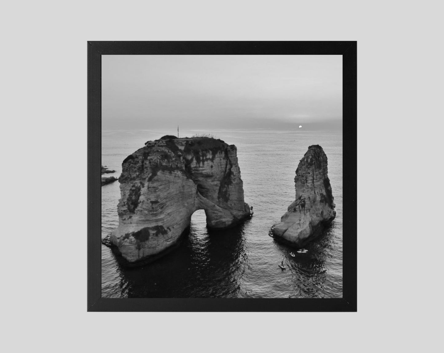 Beirut Lebanon Pigeon Rocks Black And White Photography Print