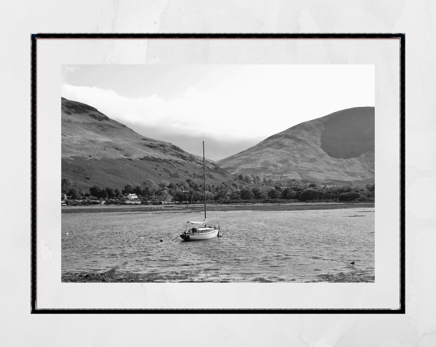 Isle of Arran Lochranza Scotland Landscape Black And White Photography Poster